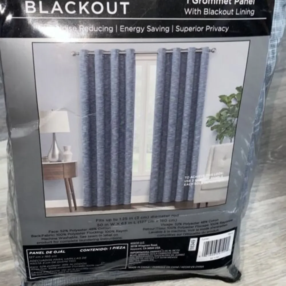 Total Blackout Turner Grommet Panel Blackout Lining 50 In x 84 In Navy ONE PANEL